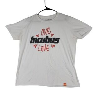 Incubus Our Love T Shirt XL Mens White Red Black Spellout Rock Band Concert READ